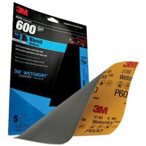 Wetordry 32036 Sandpaper, 9 in W x 11 in L, 600 Grit, Aluminum Oxide Abrasive, Black, Wet/Dry