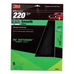 Wetordry 32043 Sandpaper, 9 in W x 11 in L, 220 Grit, Aluminum Oxide Abrasive, Black, Wet/Dry